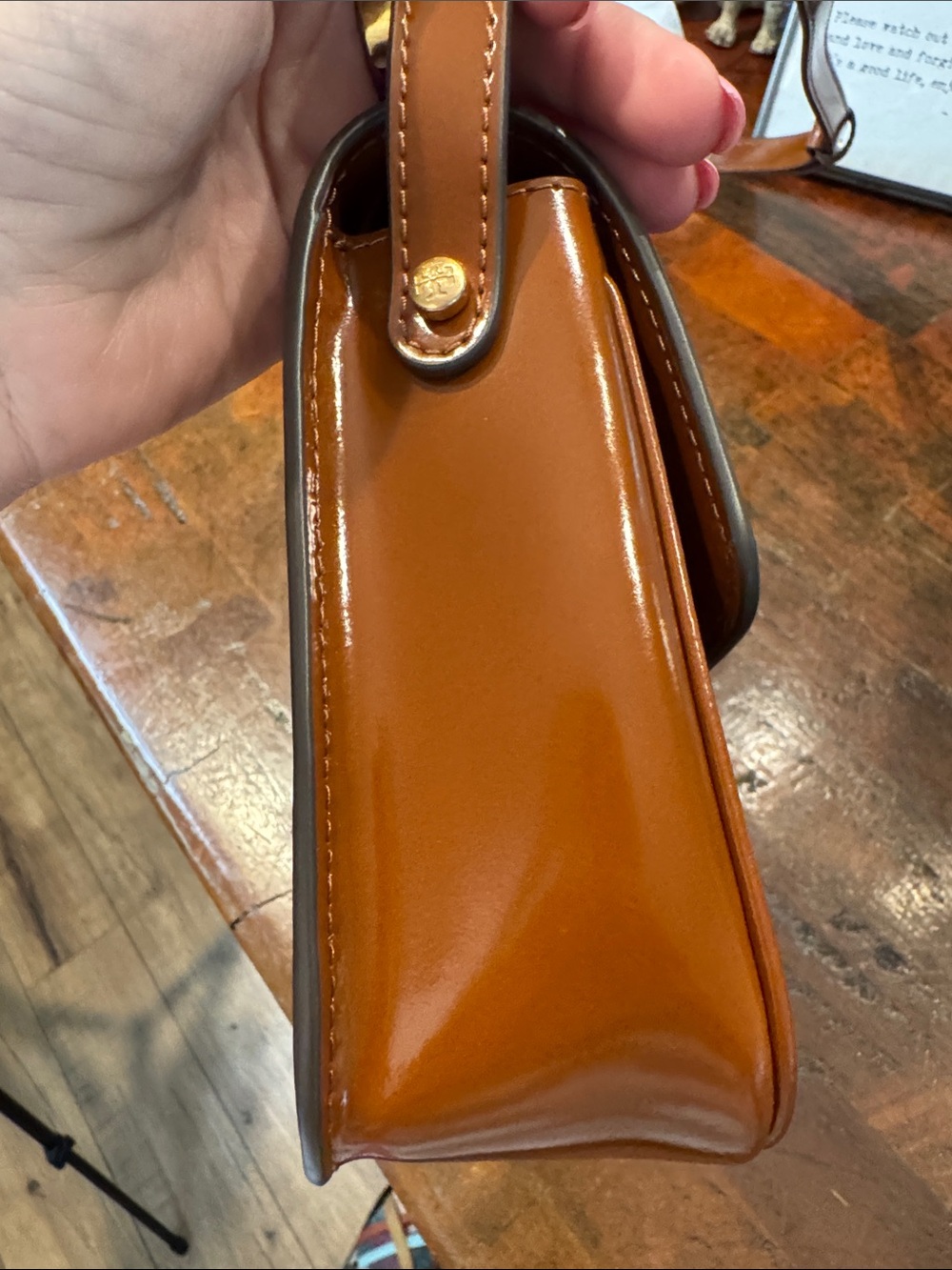 Tory Burch Saddle Brown Leather Crossbody with Gold Logo - Picture 5 of 11